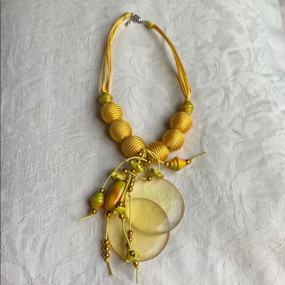 Yellow recycled chunky necklace